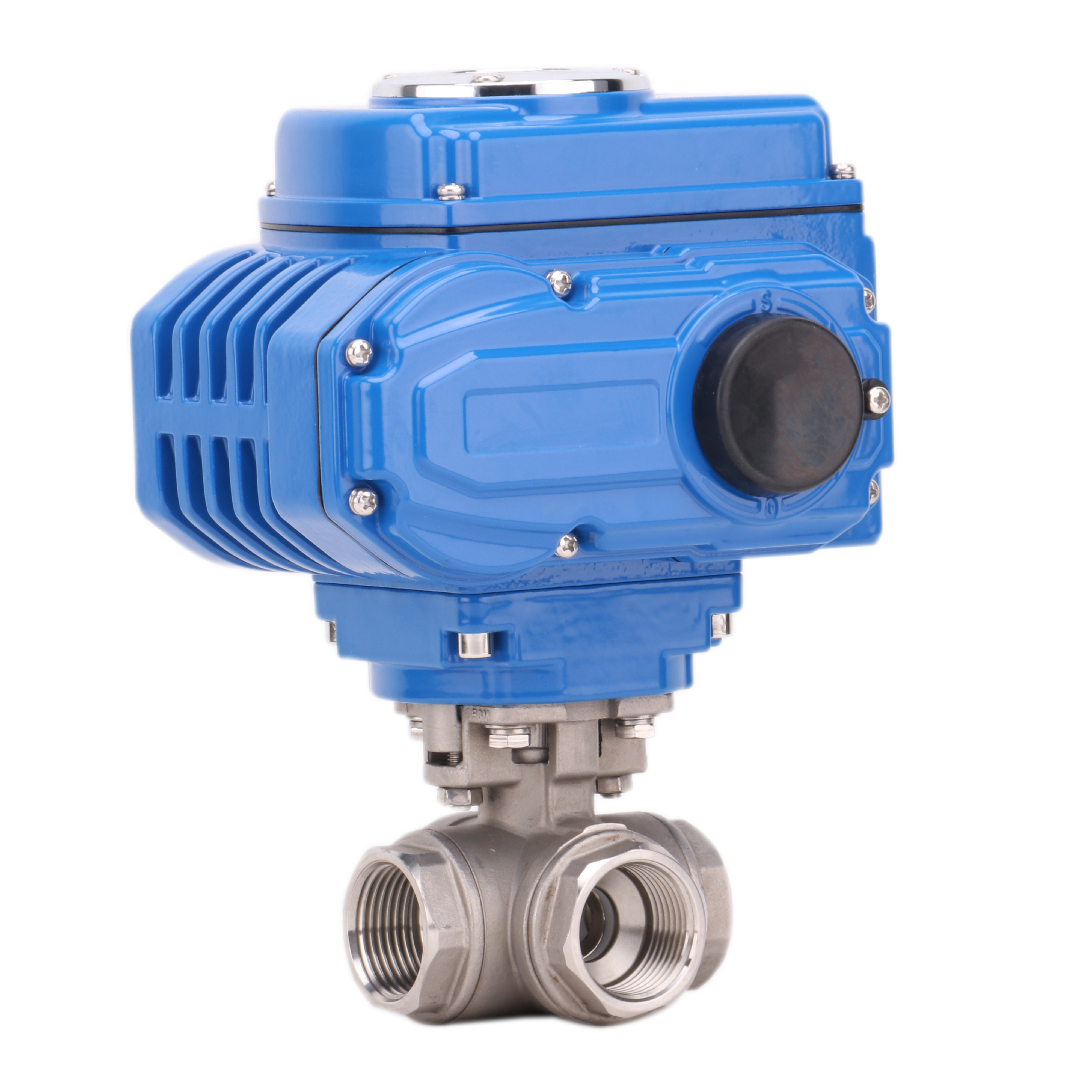 ANSI AC220V Mini motorized actuator thread 3-way high pressure ball valve stainless steel electric 3way high pressure ball valve