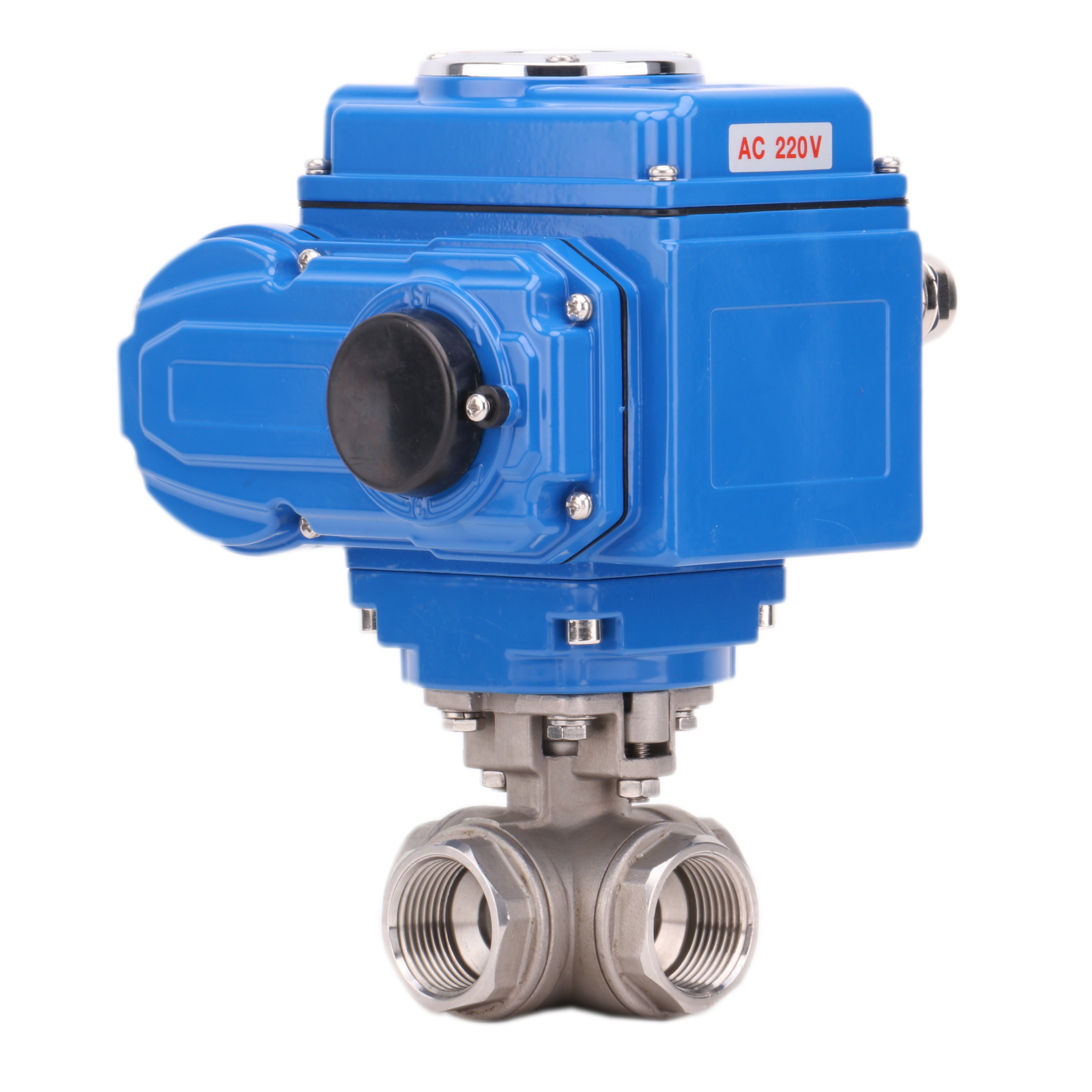 ANSI AC220V Mini motorized actuator thread 3-way high pressure ball valve stainless steel electric 3way high pressure ball valve