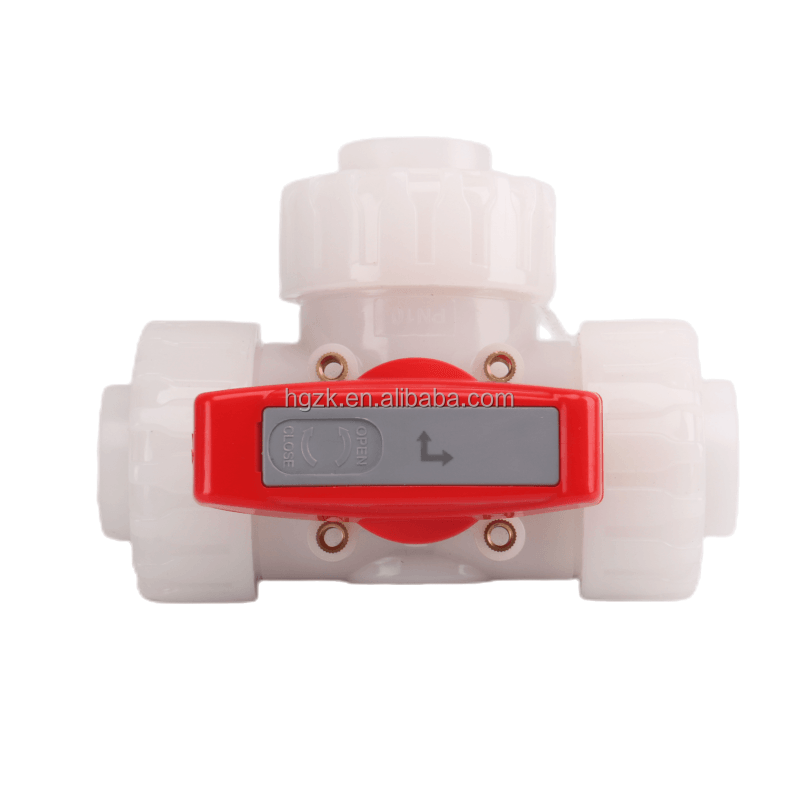 PVDF Manual Operated Socket Welding Internal 3-Way Ball Valve True Union Ball Valves L Port/T Port High-Temperature Resistance