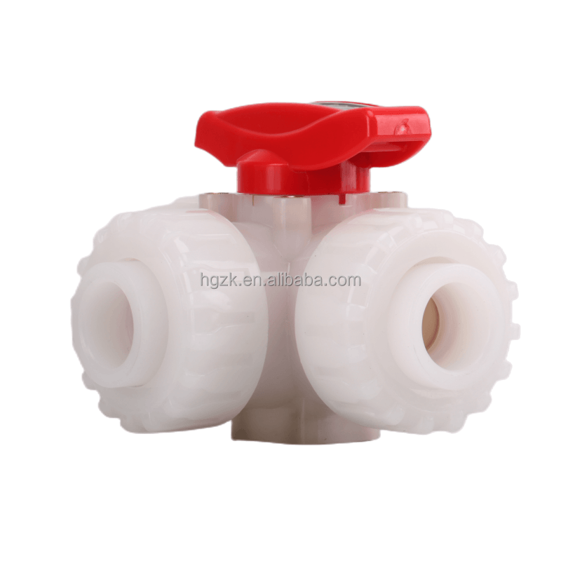 PVDF Manual Operated Socket Welding Internal 3-Way Ball Valve True Union Ball Valves L Port/T Port High-Temperature Resistance