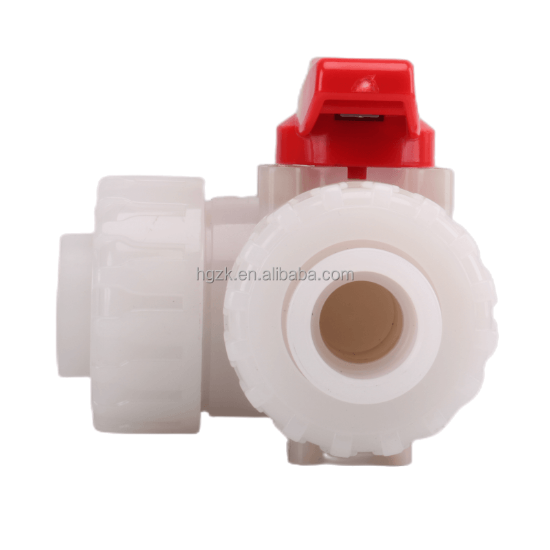 PVDF Manual Operated Socket Welding Internal 3-Way Ball Valve True Union Ball Valves L Port/T Port High-Temperature Resistance