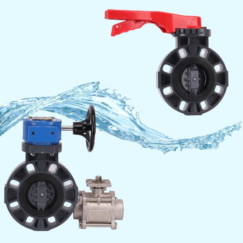 Industrial PVC Double Eccentric Manual Plastic Wafer Butterfly Valve Wear-Resistant Offset Design with Handle or Gear Operator