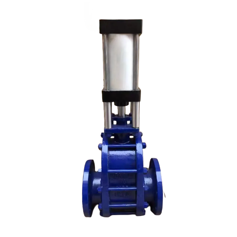 DN125 pneumatic ceramic double gate valve pneumatic ceramic discharge valve pneumatic ceramic double gate