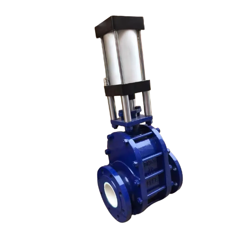 DN125 pneumatic ceramic double gate valve pneumatic ceramic discharge valve pneumatic ceramic double gate