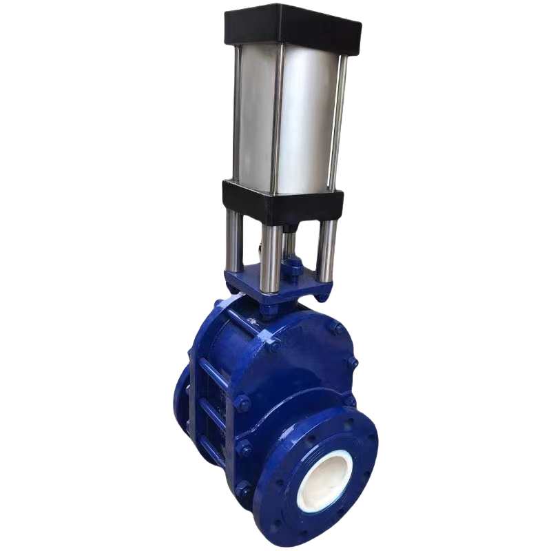 DN125 pneumatic ceramic double gate valve pneumatic ceramic discharge valve pneumatic ceramic double gate