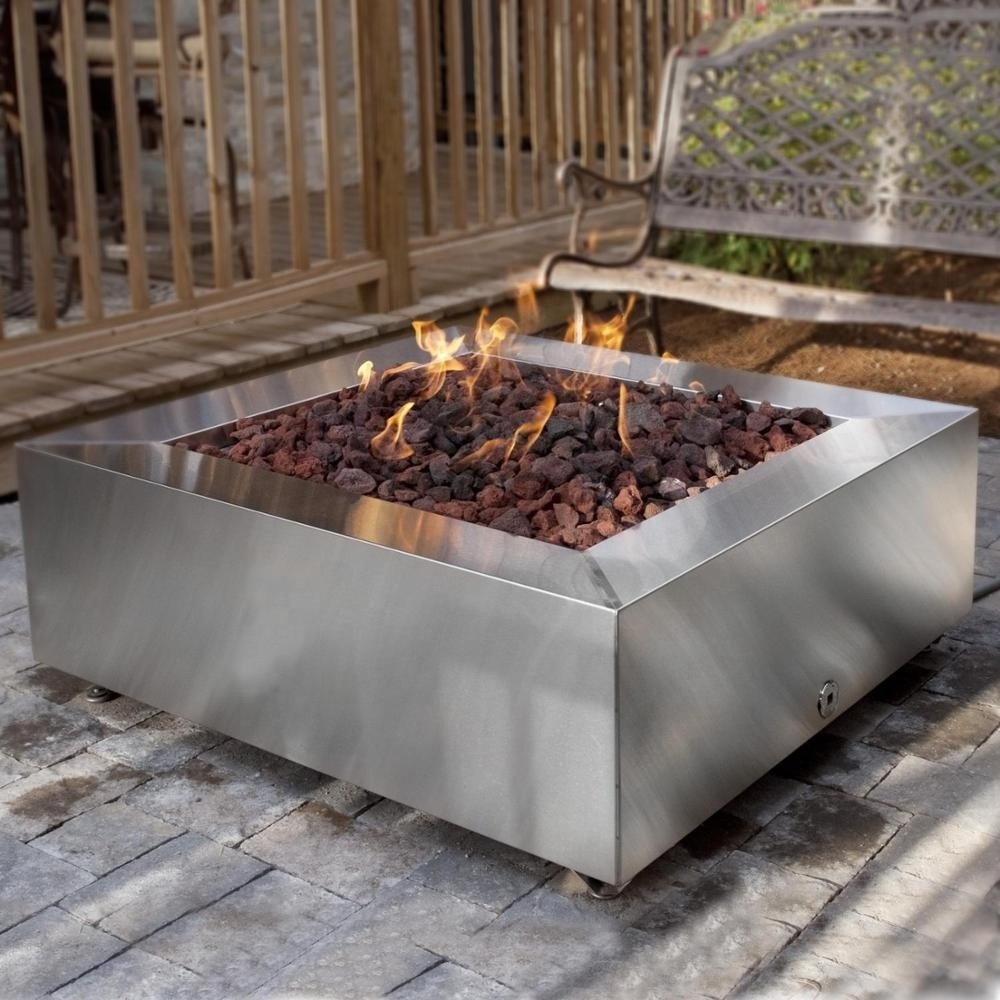 42 Inch Stainless Steel Square Fire Pit - Liquid Propane Gas fire pit