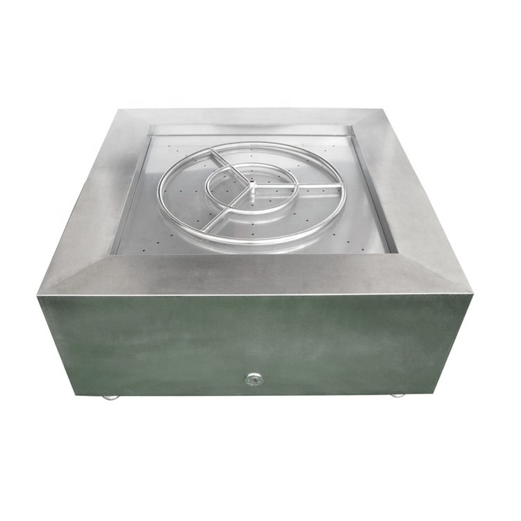 High Quality Big Volume Outdoor Stainless Steel Square Propane Fire Pit With Three Pole Fire Ring