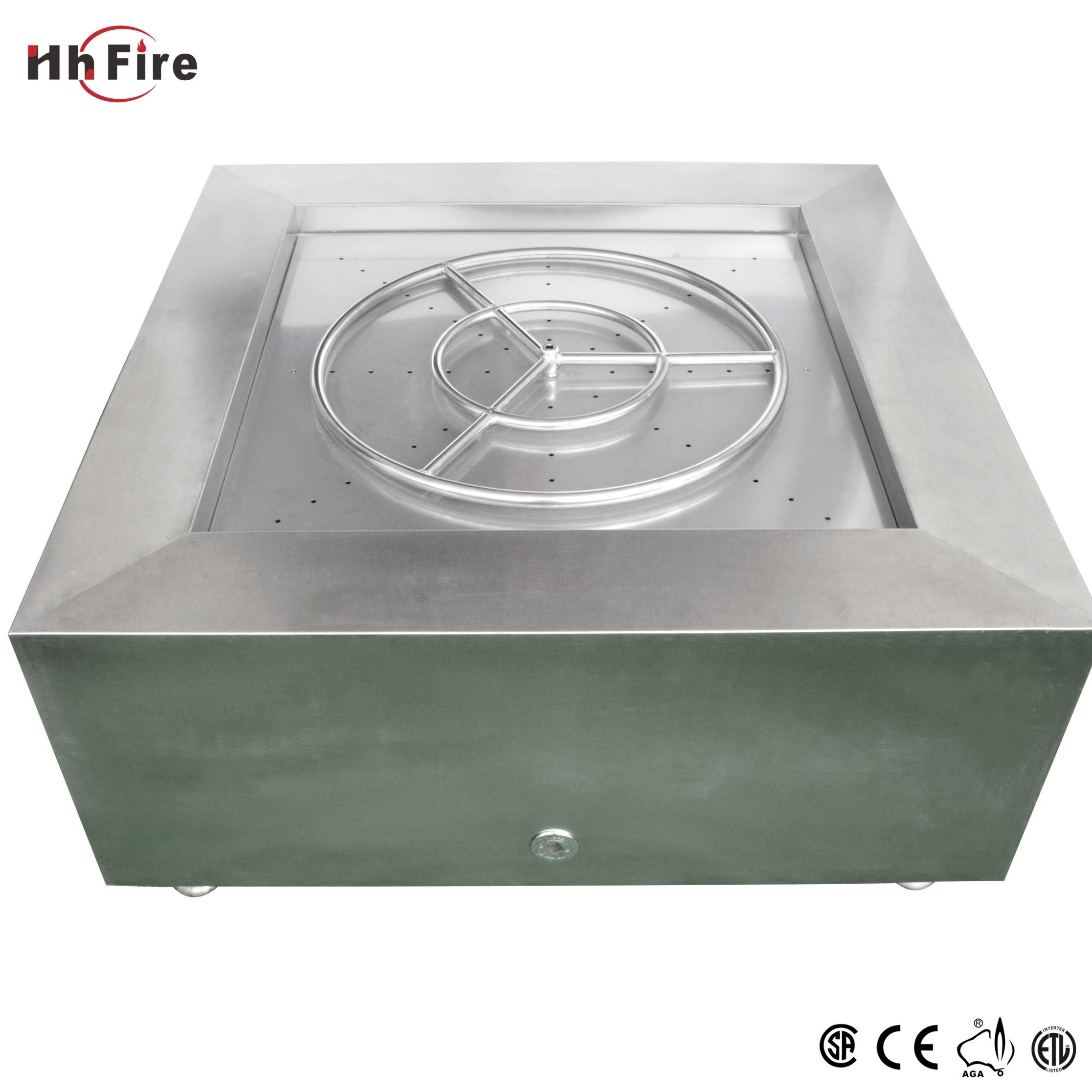 42 Inch Stainless Steel Square Fire Pit - Liquid Propane Gas fire pit