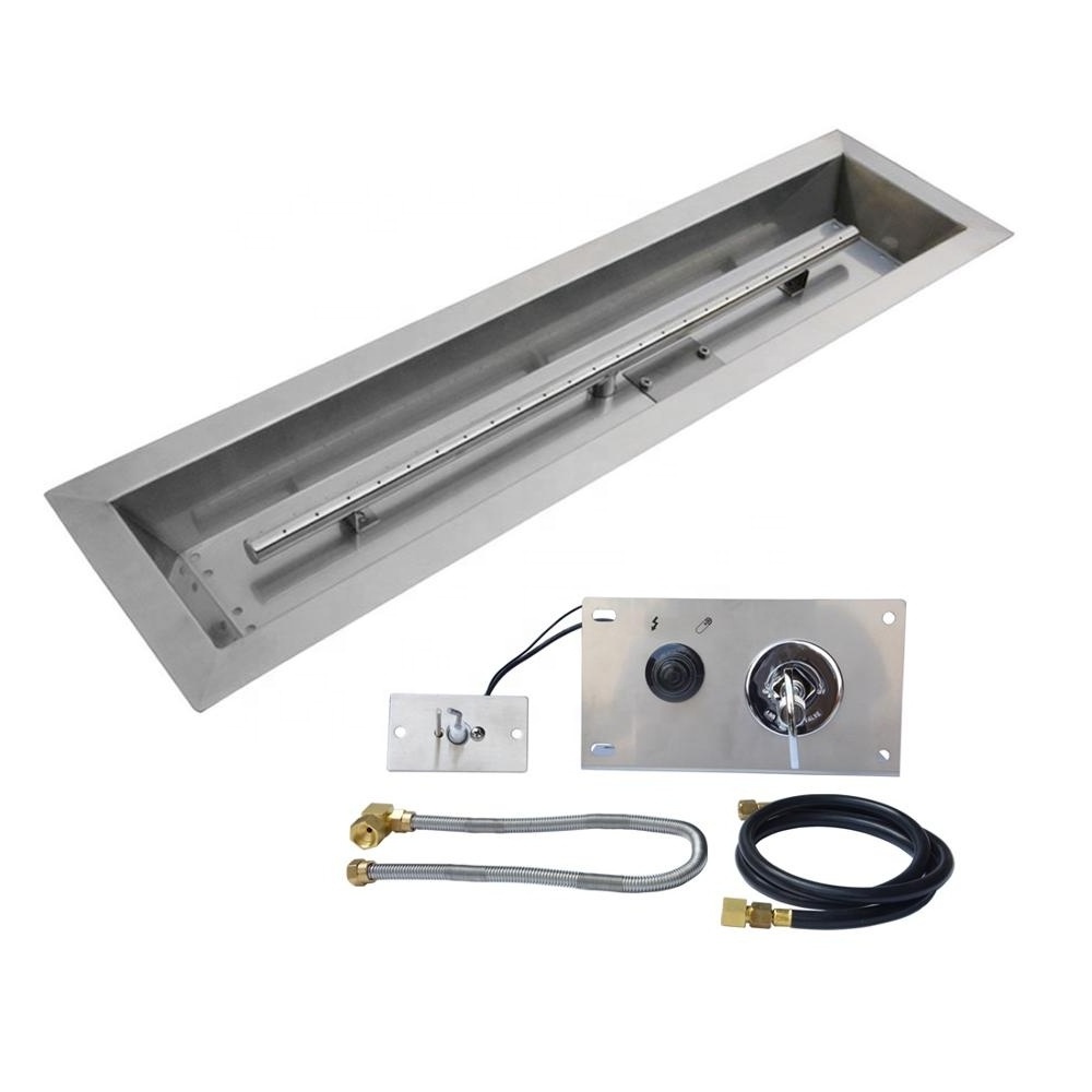 Wholesale SS 304 Stainless Steel Linear Fire Pit Pan Burner With Propane Gas Connection Kit