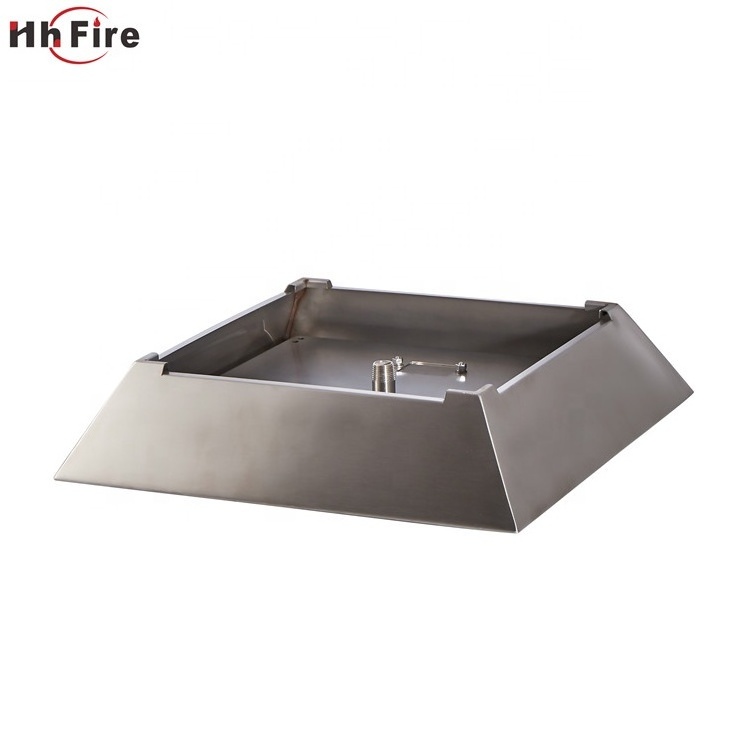 Garden Treasures Fire Pit Stainless Steel Square Large Patio Fire Pit With Round Fire Burner