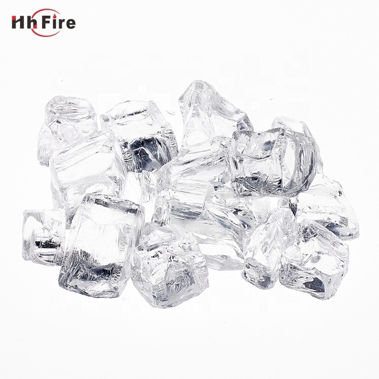 Crystal Ice Luster Cubes Wholesale Colorful Beads Glass Firepit Kits Stones Fire Pit Gas Accessory