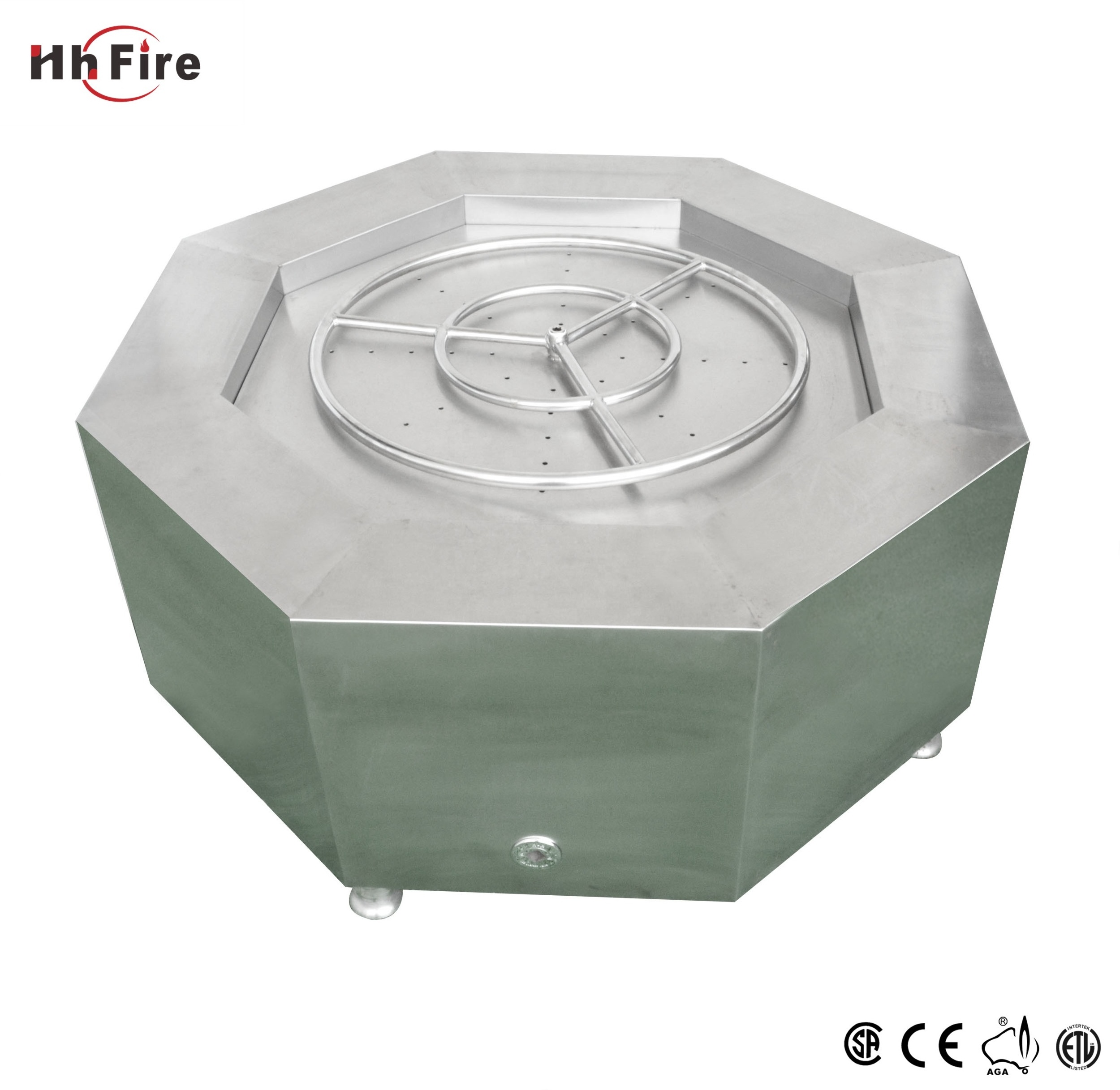 42 Inch Round Stainless Steel Octagon Fire Pit Natural Gas Table