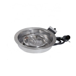 Outdoor Stainless Steel Natural Gas Or Lp Fire Pit Ring Burner And Flat Pan Kit With Electronic Ignition System