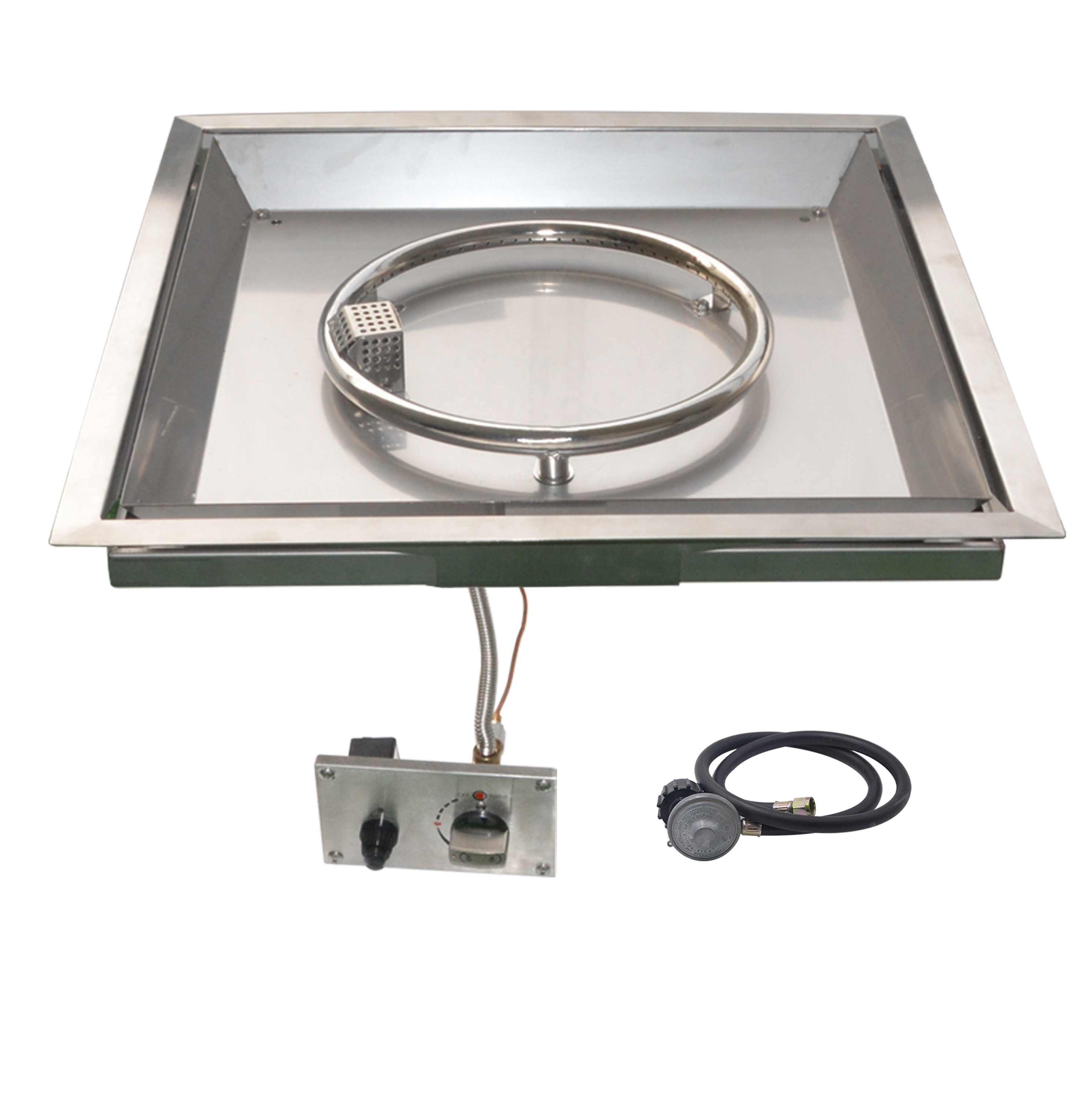 Square Outdoor Stainless Steel Gas Fire Pit Burner Kit System CE Approved LP Fire Pit Burners