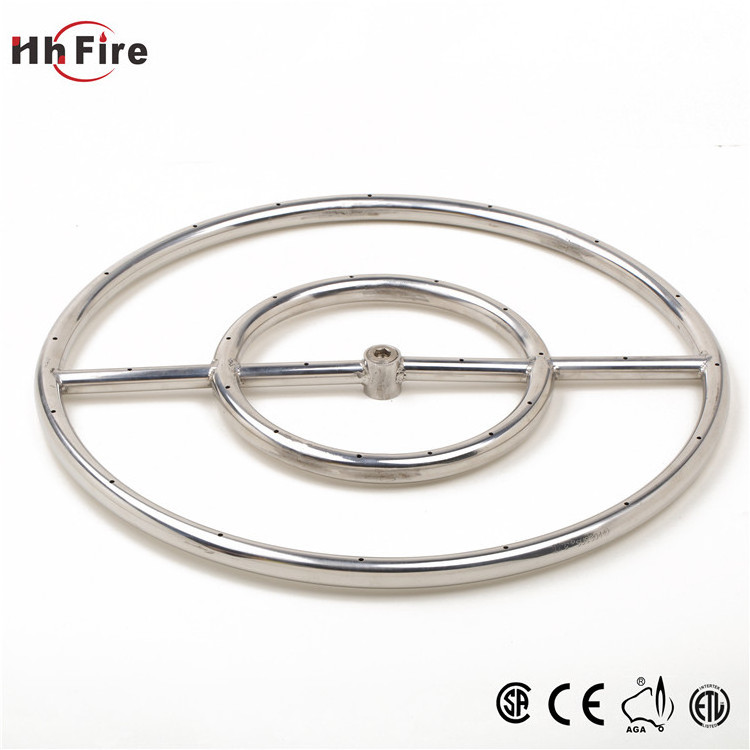 Outdoor Stainless Steel Gas Fire Pit Double Ring Burner