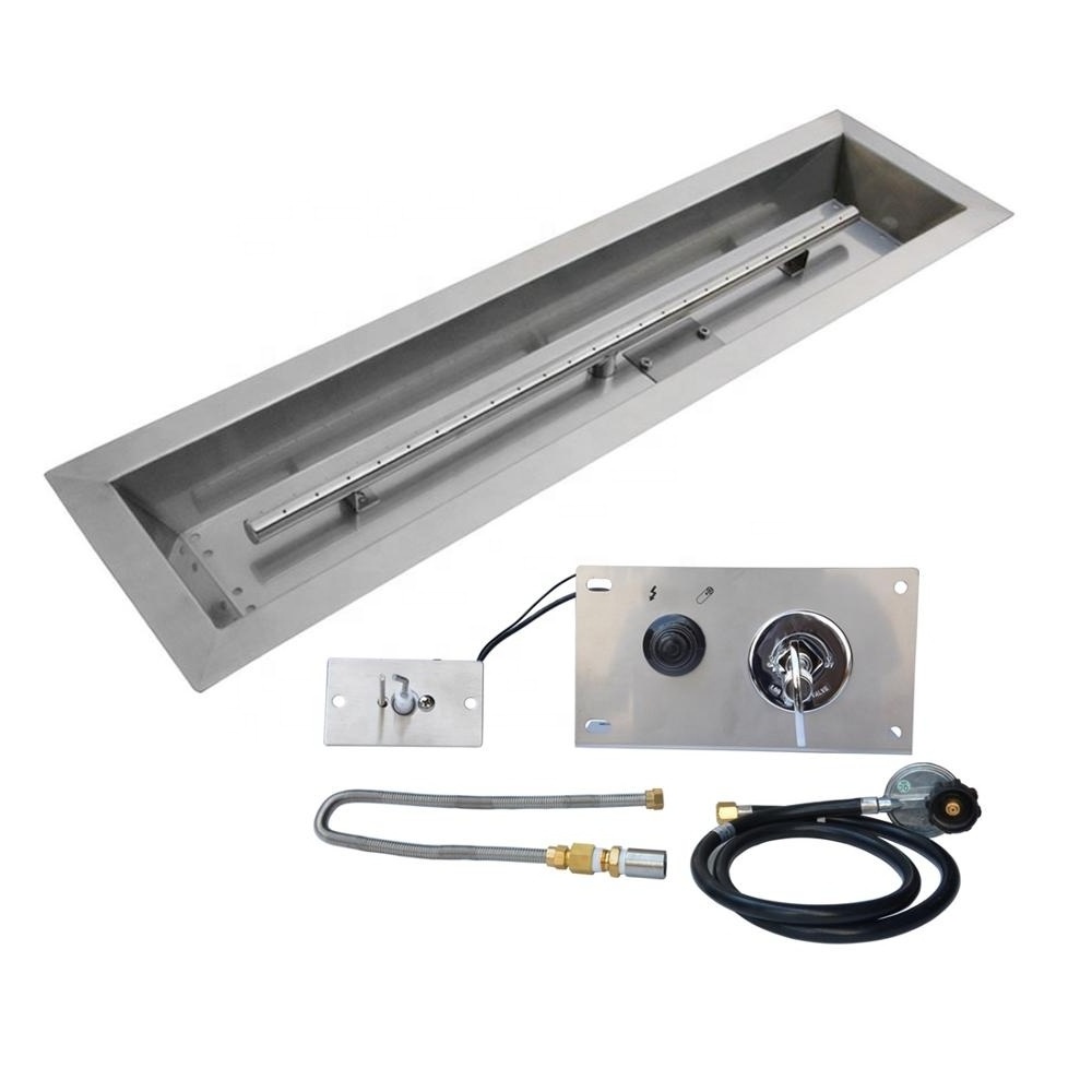 DIY Linear Stainless Steel Fire Pit Burner Kit With Propane Gas Connection Kit