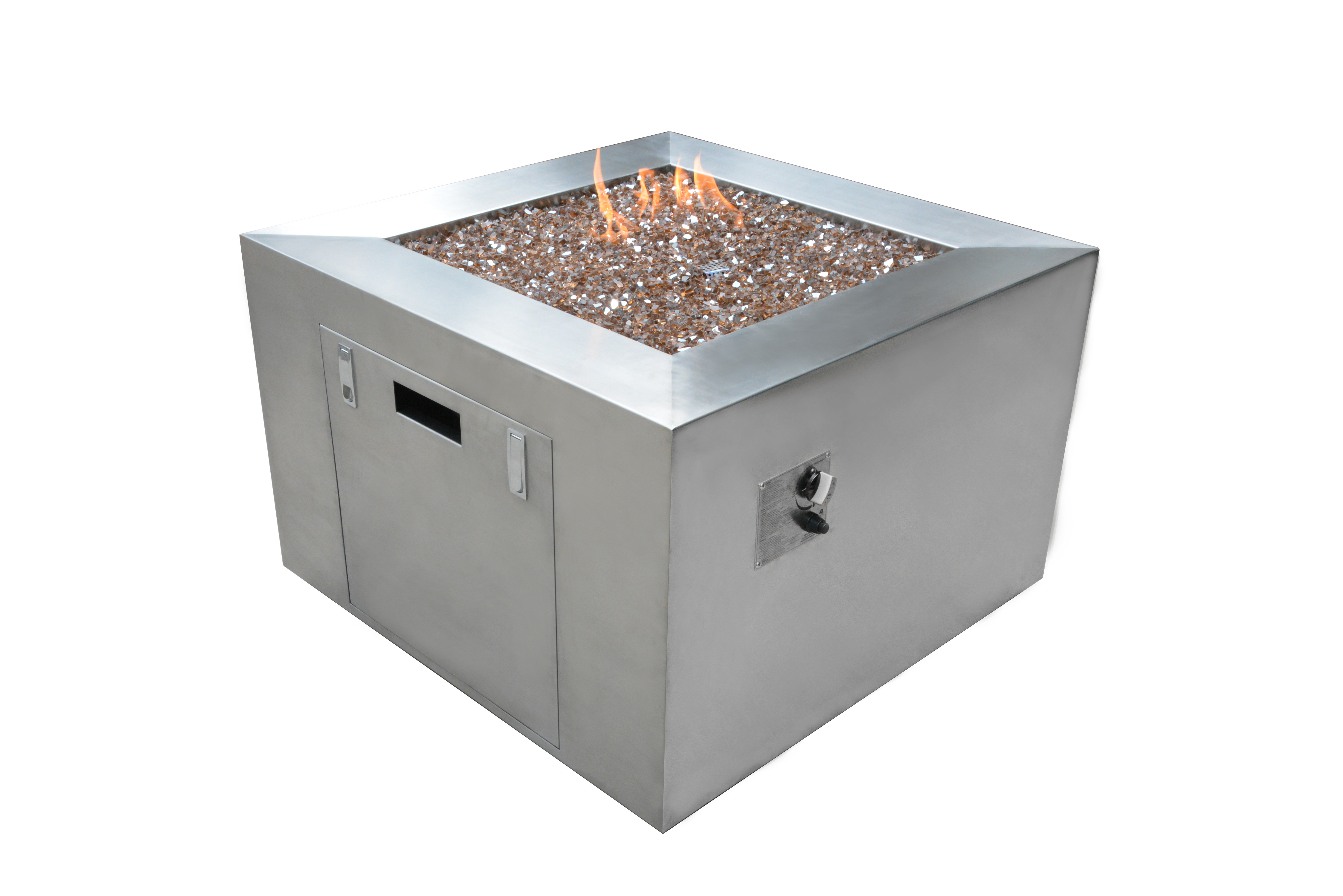 High Quality Big Volume Outdoor Stainless Steel Square Propane Fire Pit With Three Pole Fire Ring