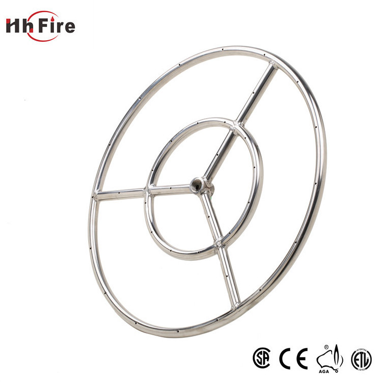 Outdoor Stainless Steel Gas Fire Pit Double Ring Burner