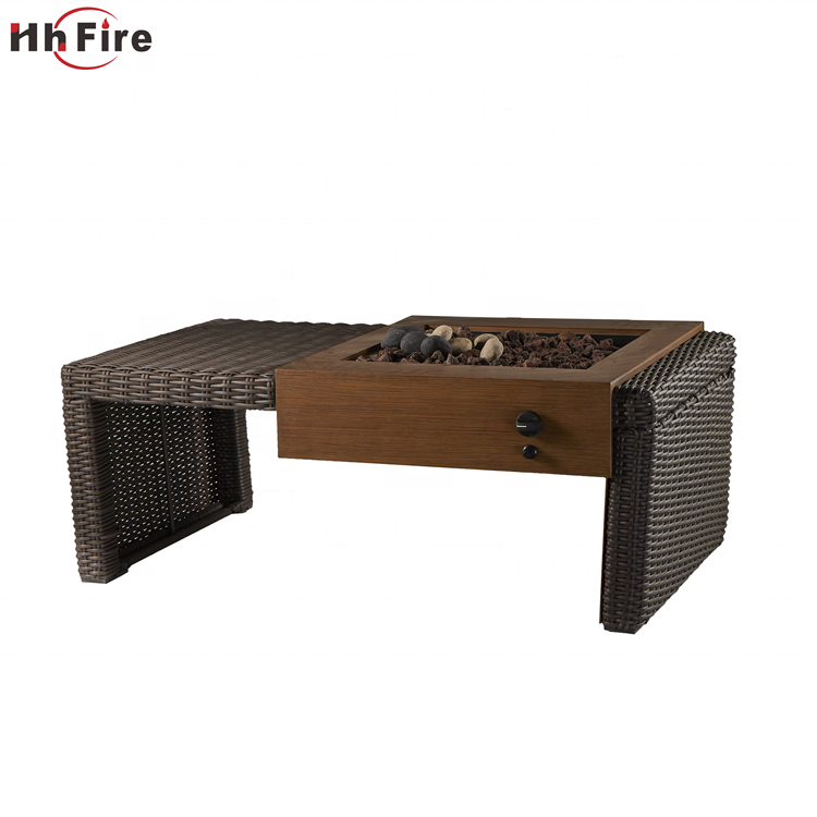 High End Rectangle Propane Backyard Fire Pit Outdoor Gas Firepits Table Premium BBQ Accessories