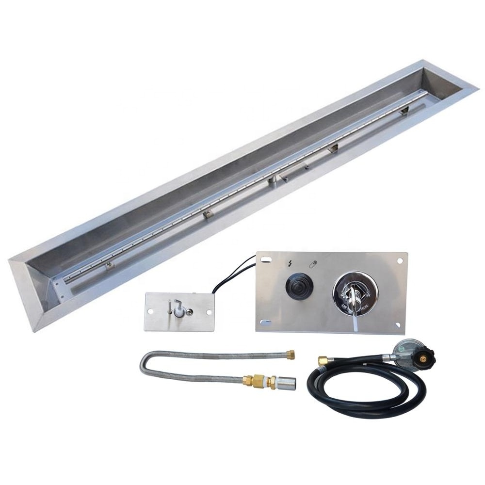 DIY Linear Stainless Steel Fire Pit Burner Kit With Propane Gas Connection Kit