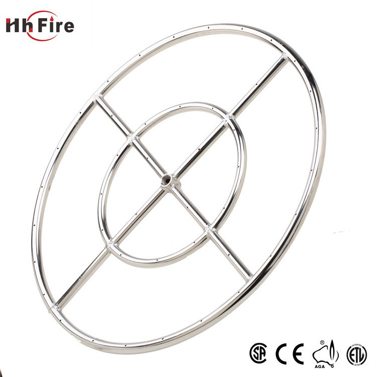 Outdoor Stainless Steel Gas Fire Pit Double Ring Burner