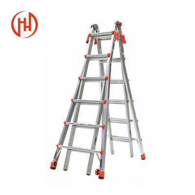 Aluminum Platform Ladder Customized  Industrial Telescopic Work Ladders 8 Steps Heavy Ladde