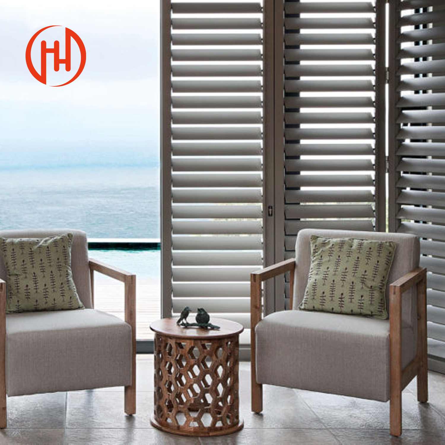 Modern Design Aluminum Louver Shutters  Horizontal Glass Shutter Windows for Living Room