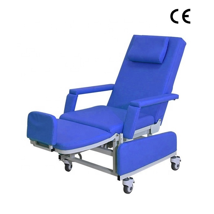 Hospital Funiture with 2 motors Electric Blood Collection dialysis  Reclining Bed multifunctional Chemotherapy Chair with CPR