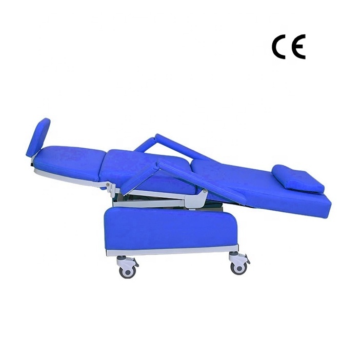 Hospital Funiture with 2 motors Electric Blood Collection dialysis  Reclining Bed multifunctional Chemotherapy Chair with CPR