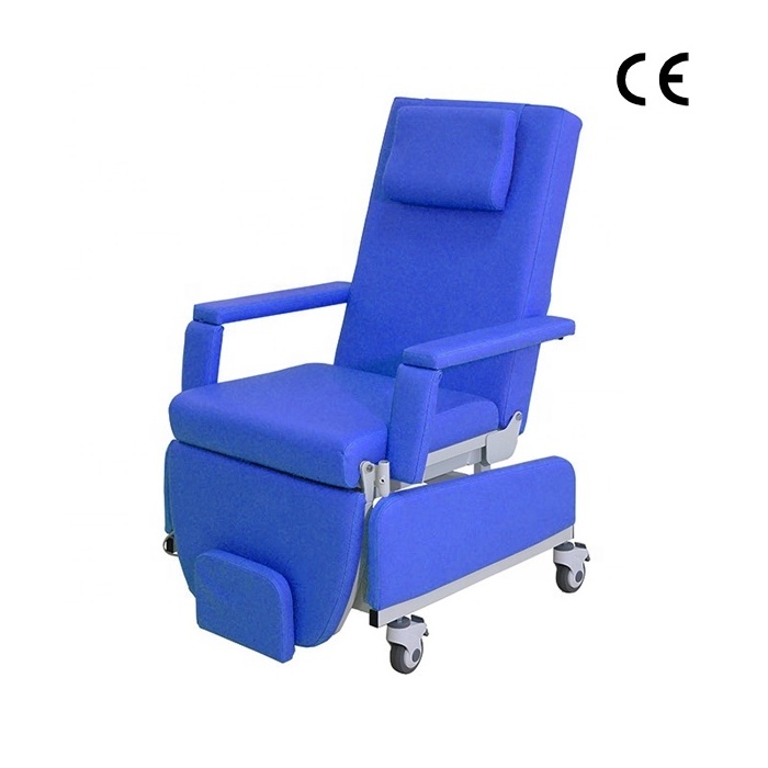 Hospital Funiture with 2 motors Electric Blood Collection dialysis  Reclining Bed multifunctional Chemotherapy Chair with CPR