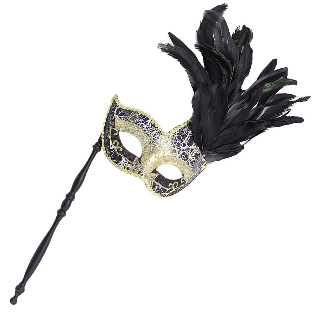 Costume Masquerade Mask Feather Halloween New Years Cosplay Masque  Women's Mardi Gras Party Stick Masks