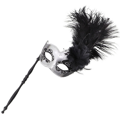 Costume Masquerade Mask Feather Halloween New Years Cosplay Masque  Women's Mardi Gras Party Stick Masks