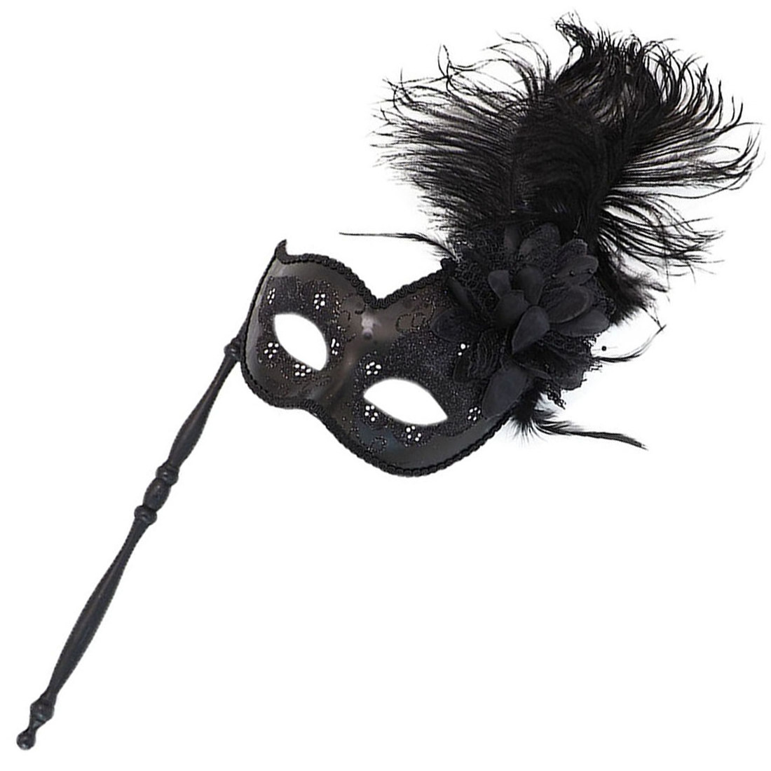 Costume Masquerade Mask Feather Halloween New Years Cosplay Masque  Women's Mardi Gras Party Stick Masks