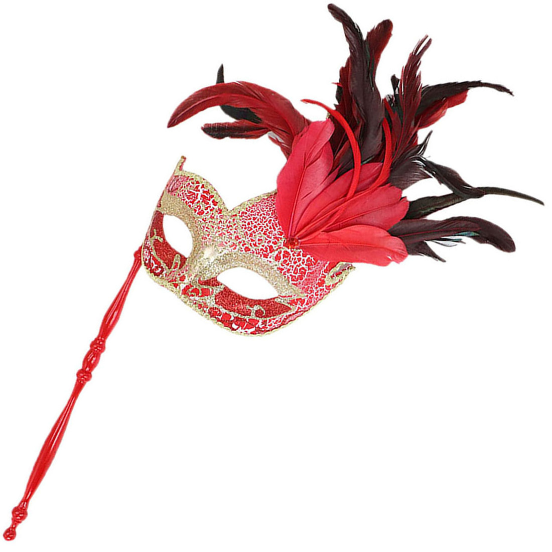 Costume Masquerade Mask Feather Halloween New Years Cosplay Masque  Women's Mardi Gras Party Stick Masks