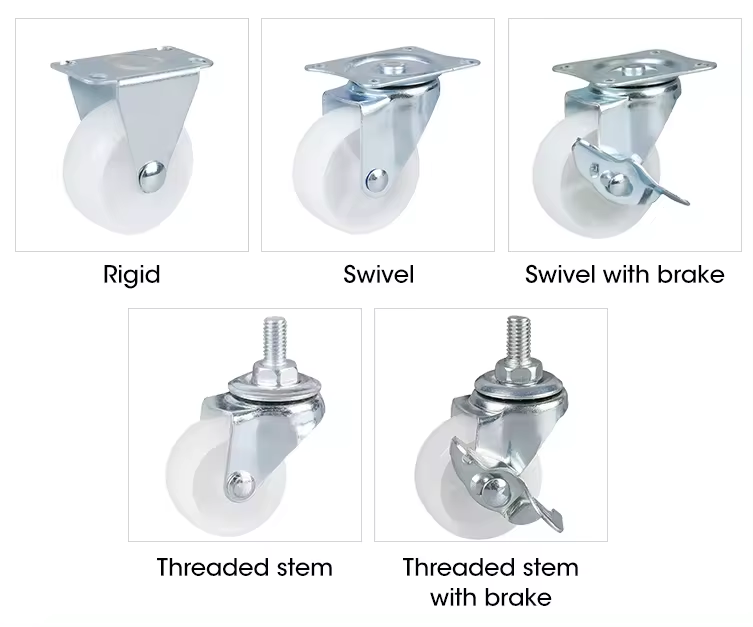 Plastic wheels rigid style PP caster wheel 1/1.25/1.5/2/2.5/3 inch furniture caster wheel for cabinets and trolleys