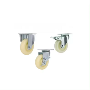 Universal casters medium flat bottom plate movable brakes white pp nylon industrial trolley wheels 2.5,/3 inch directional wheel