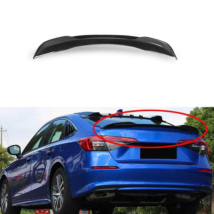 For Honda Civic 11th 2021-2023 Carbon Fiber Look Rear Spoiler Wing Lip Carbon Fiber Style Car Spoilers