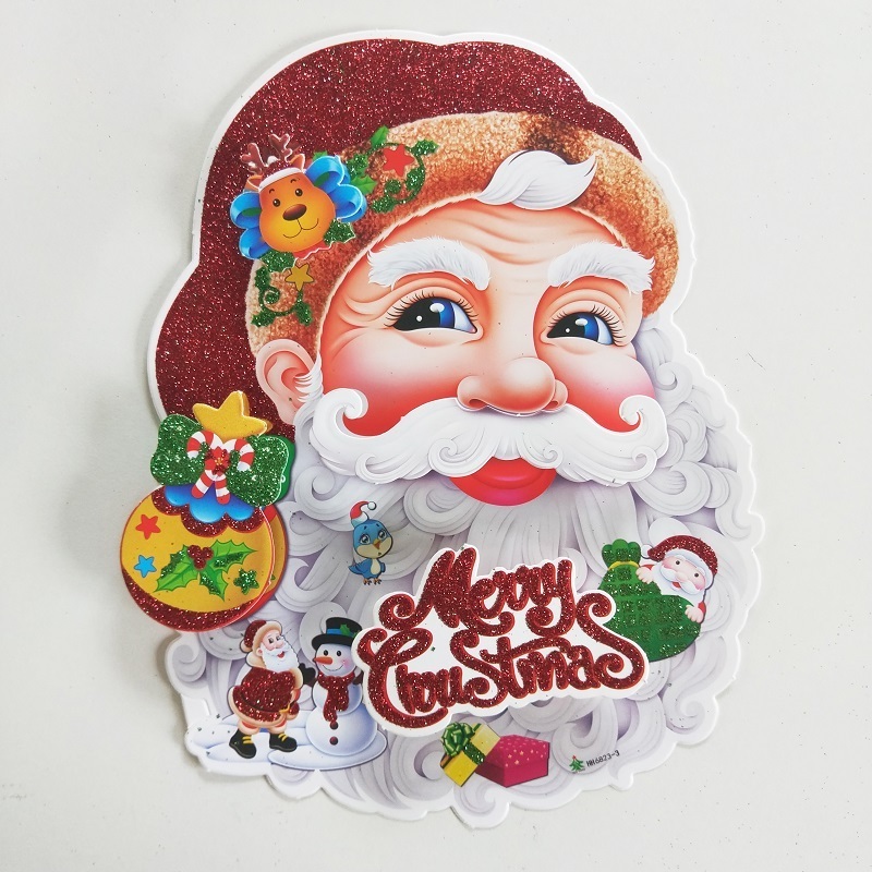 new Window Glitter Santa Claus paper Gifts Xmas Christmas Tree Wall Sticker Decorations For Home Stickers