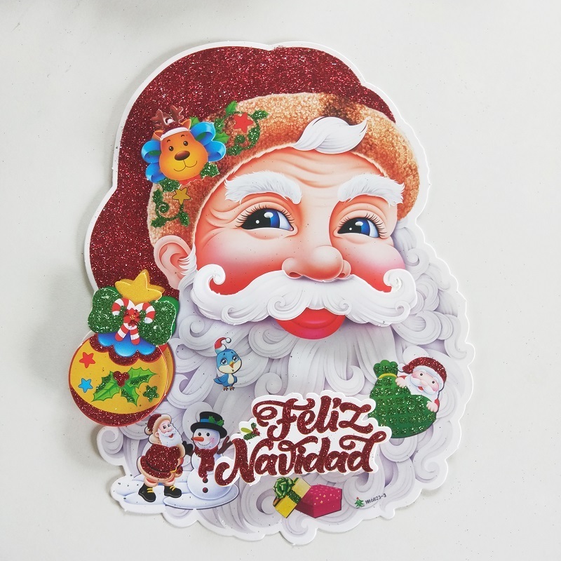 new Window Glitter Santa Claus paper Gifts Xmas Christmas Tree Wall Sticker Decorations For Home Stickers