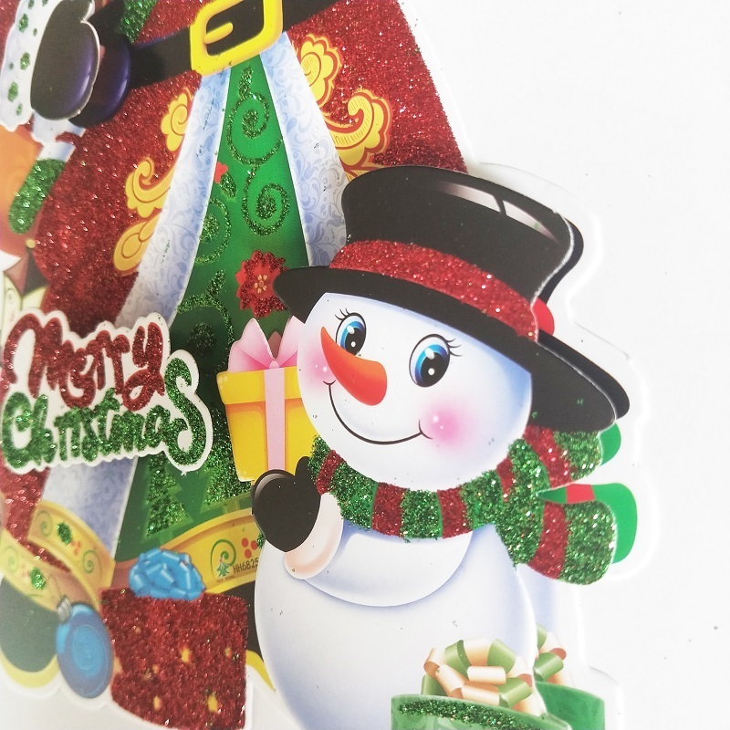 Christmas Ornaments Elk Snowman Tree Santa Claus Display Window Wall Door Stickers Cartoon Pendants Hanging Decor for home