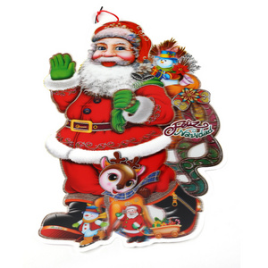 New Design Merry Christmas Delicate Santa Claus Wall Sticker 3D Crafts Lenticular Christmas Sticker