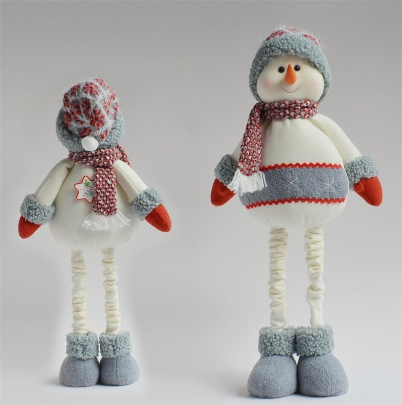 Adjustable long leg stuffed plush snowman decoration toy