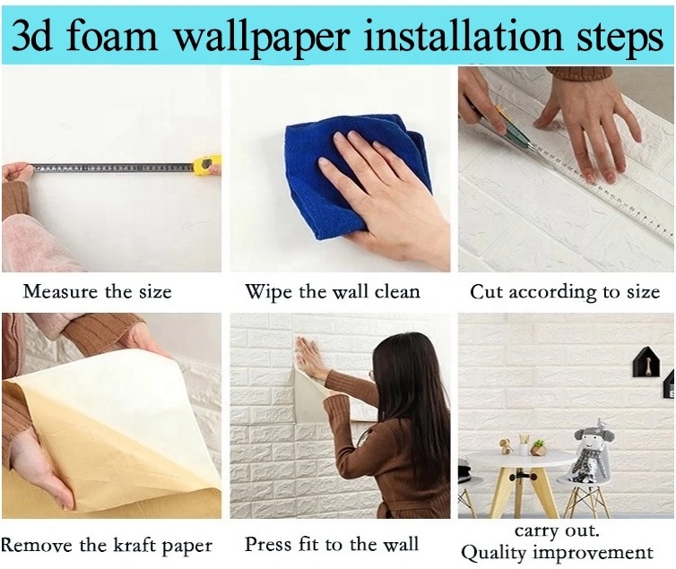 Plain white 3d XPE foam wall stick for interior wall decoration brick wall panel pe foam self-adhesive wallpaper