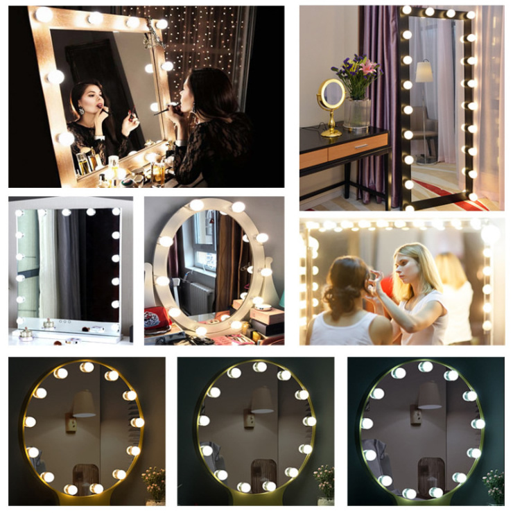 Hollywood Style dimmable makeup mirror bulbs USB powered 3 colors bathroom bedroom led vanity mirror lights