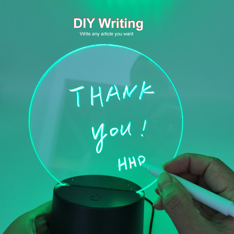 3D Creative DIY Luminous Note Acrylic Memo Message 7 16 colors RGB Led Night Light Base Erasable Writing Board Light