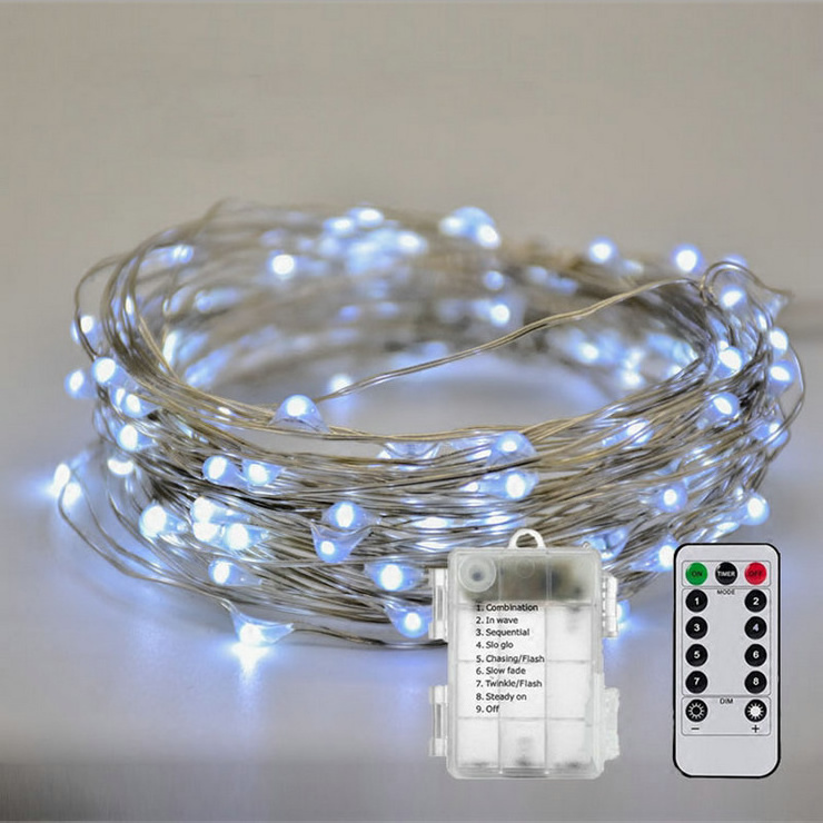 5m 10m Battery Operated remote control christmas tree party wedding fairy decoration micro led copper wire string lights