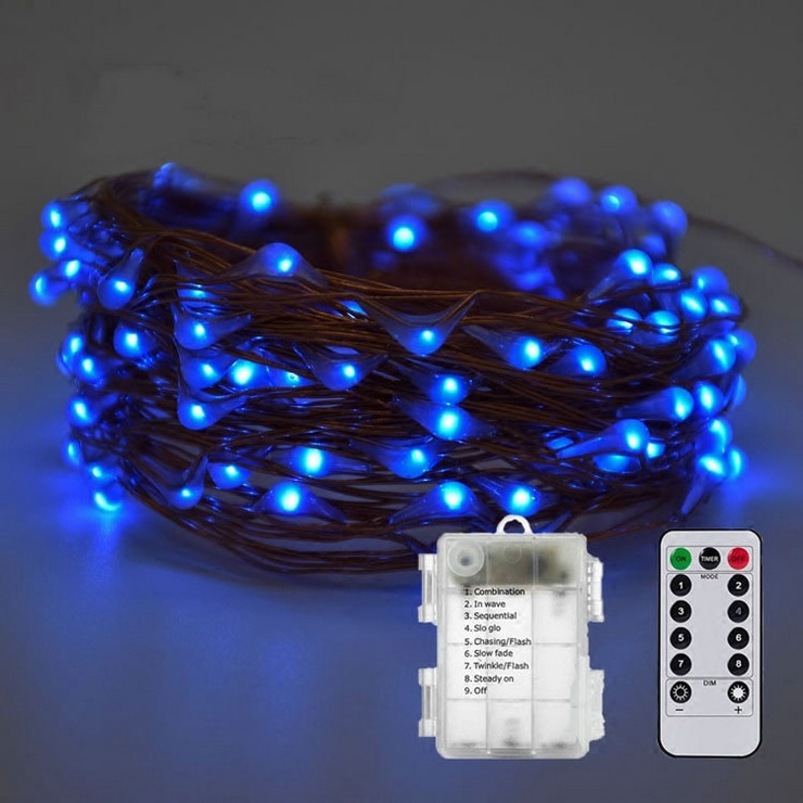 5m 10m Battery Operated remote control christmas tree party wedding fairy decoration micro led copper wire string lights