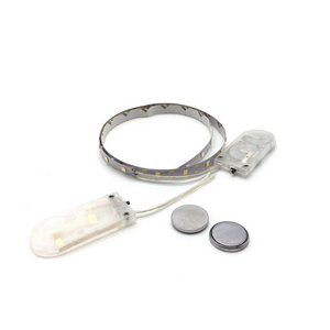 3v 1m 2m smd 2835 kit adhesive small CR2032 button cell battery powered led strip light