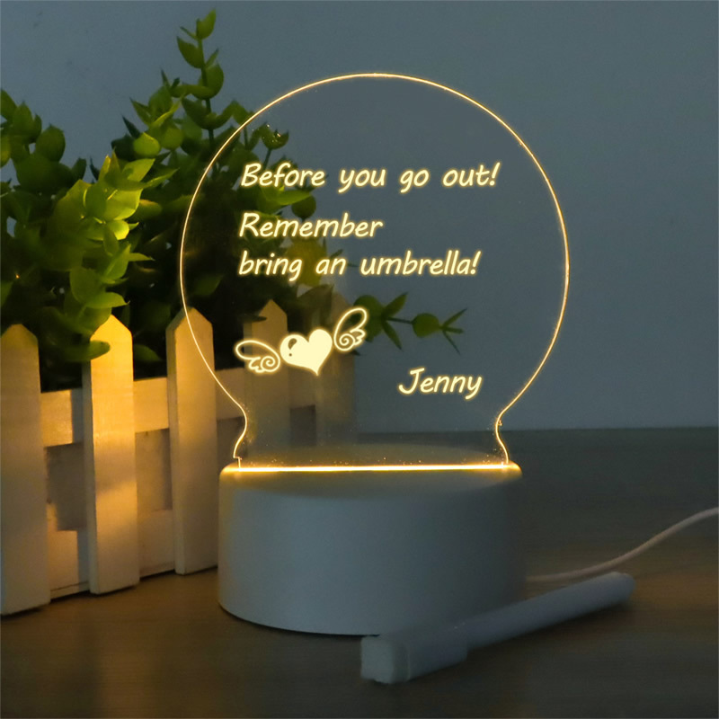 Diy LED creatives Pen rewrite luminous blank note board 3d led night light gift table lamp acrylic writing board