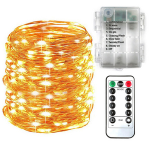 5m 10m Battery Operated remote control christmas tree party wedding fairy decoration micro led copper wire string lights